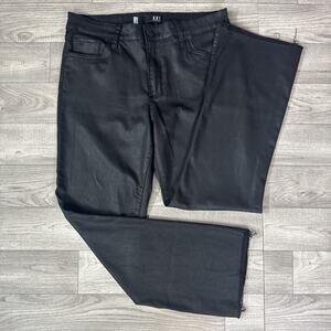 KUT from the Kloth Kelsey High Rise Ankle Flare Black Coated Jeans sz 8